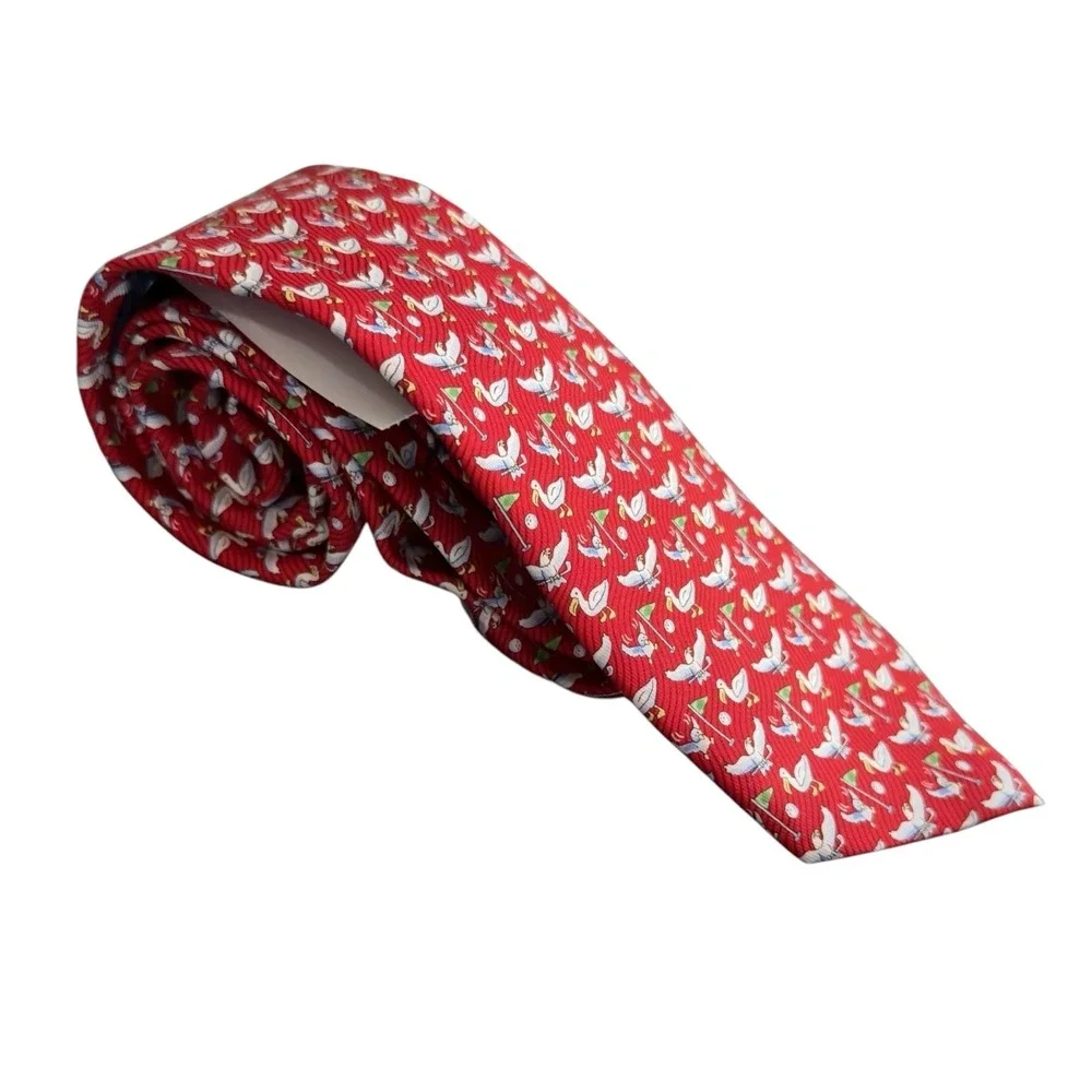 Vineyard Vines Under Par Golf Red Silk Tie